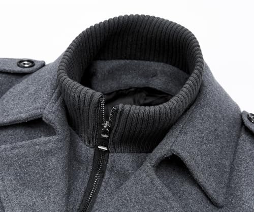 Image of APTRO Men's Pea Coat Wool Jacket Windbreaker Single Breasted Winter Coat