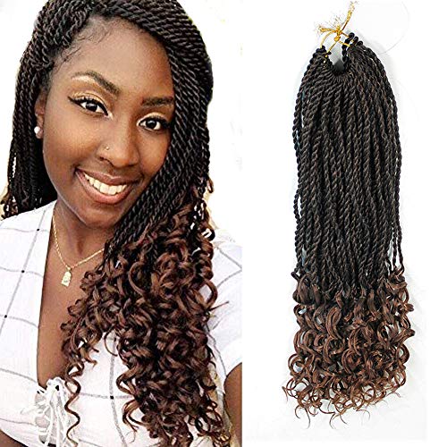 18inch Wavy Senegalese Twist Crochet Braids Curly End Synthetic Hair Extensions For Women African American Braiding Hair(3Packs, #1-30)