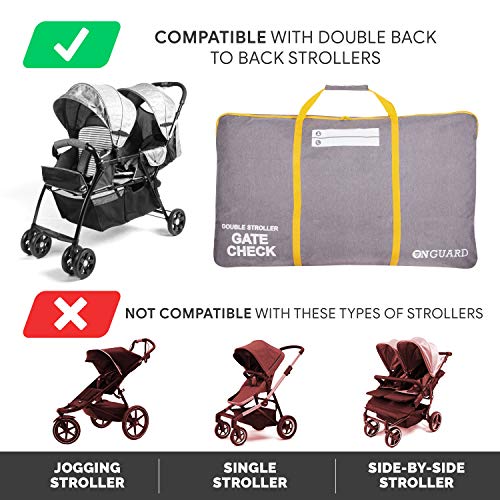 OnGuard Stroller Travel Bag for Double Strollers - Waterproof Rip Resistant Polyester Compact - Stroller Bag Cover Accessories, Stroller Bag for Airplane, Gate Check Bag for Baby Stroller