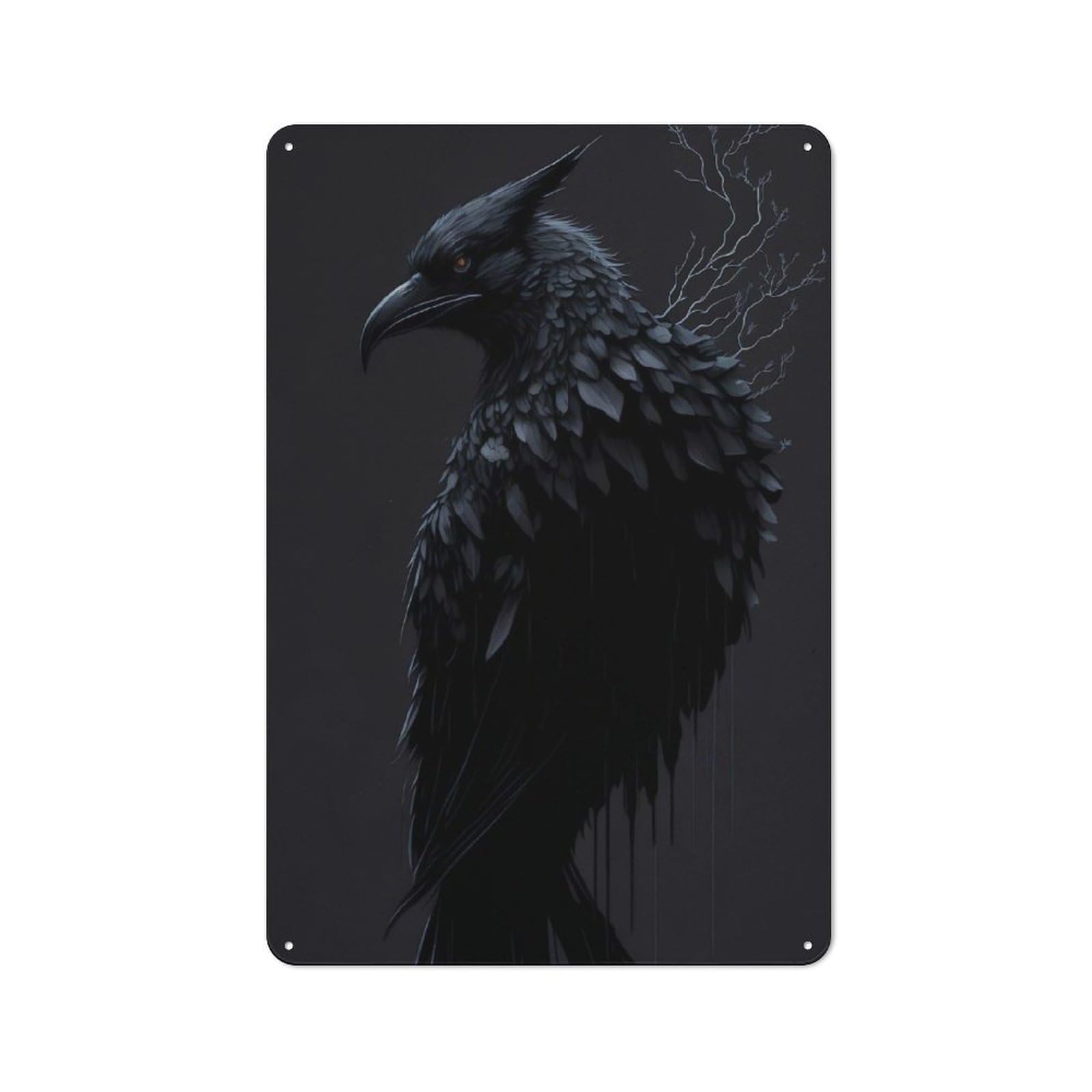 Junmoney Black Raven Vintage Tin Sign 30X20cm Featuring For Workshop Wall, Gift For Metal Sign Collectors During The Christmas Season