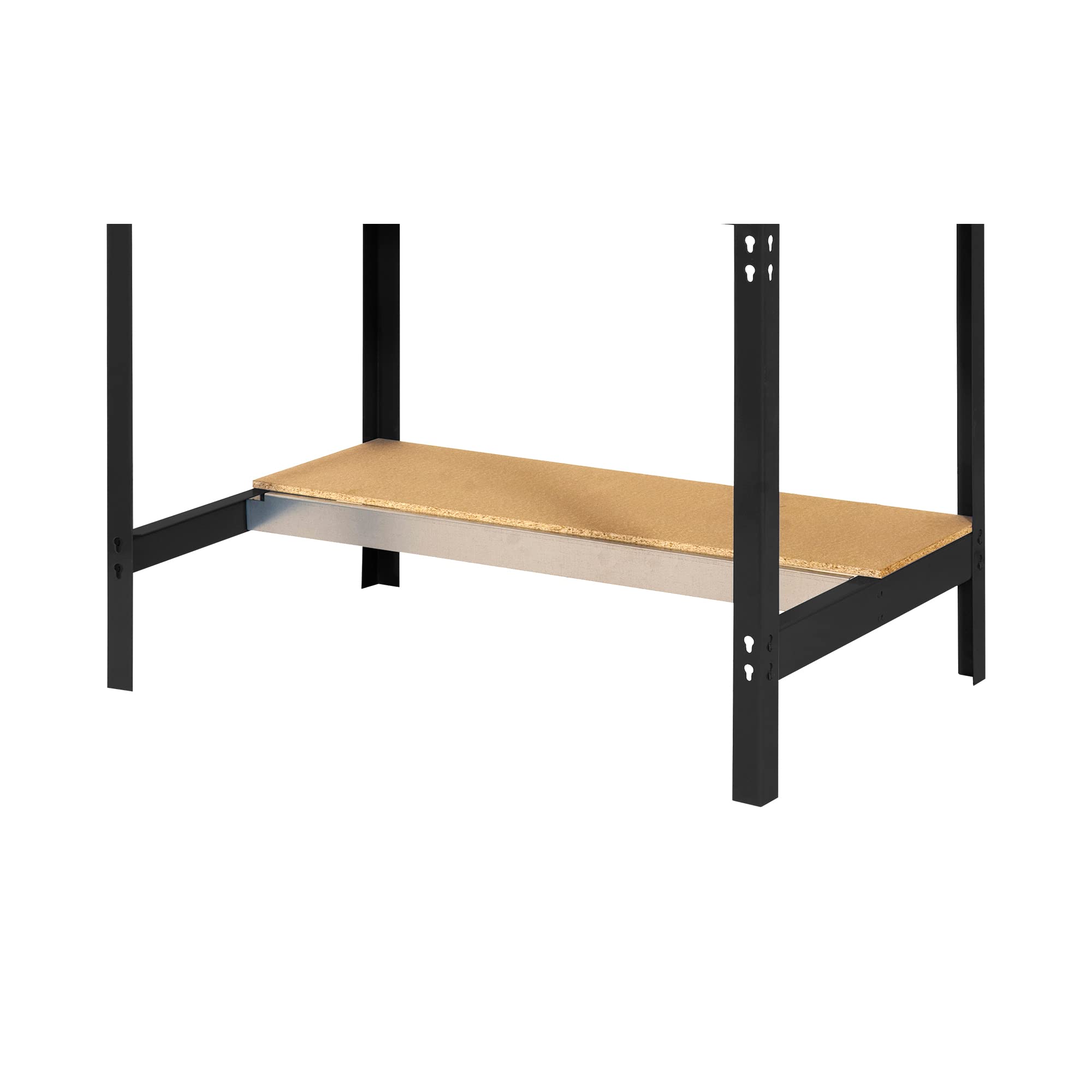 Cofan Banco de Trabajo | Mesa de Trabajo con Panel Perforado | Incluye 2 estantes de Madera | Color Antracita | Medidas: 1445 x 910 x 610 mm