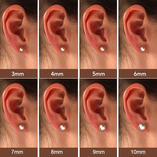 Charmsy 925 Sterling Silver Ball Post Stud Earrings for Women | Round Hammered Lightweight Disco Classic Ball Stud Earring for Women Teen | Sizes 3mm-11mm3