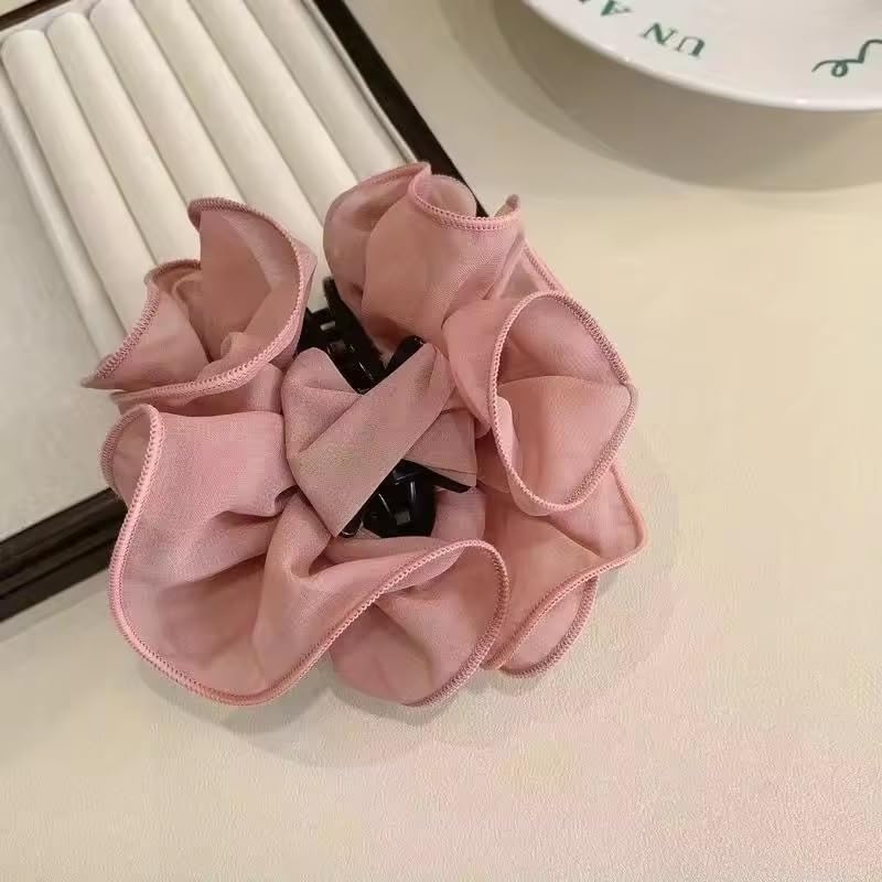 Image of El Regalo 1pc Bohemian Large Flower Hair Claw Clip for Women & Girls - Elegant Multi-Layer Floral Shark Clip, Strong Grip Updo Accessory for Festive, Wedding, Party & Regular Use (Pink)