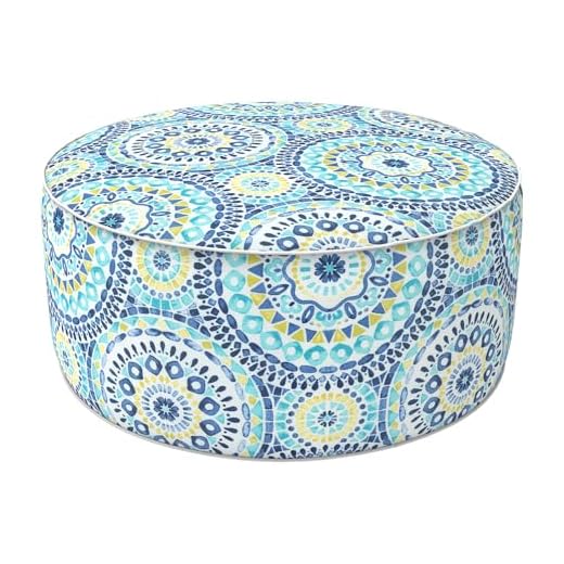 LVTXIII Inflatable Stool Ottoman Footrest with Handle and Air Pump, All Weather Foot Rest for Kids or Adults, Indoor or Outdoor Use for Home Patio Garden and Camping, D21 x H9 , Delancey Lagoon