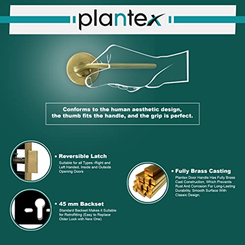 Image of Plantex Fully Brass Door Lock with 3 Years of Warranty /Main Door Lock for Home /Mortise Lock for Door - Main Door Lock Set Sumer-3037 Brass Antique Finish
