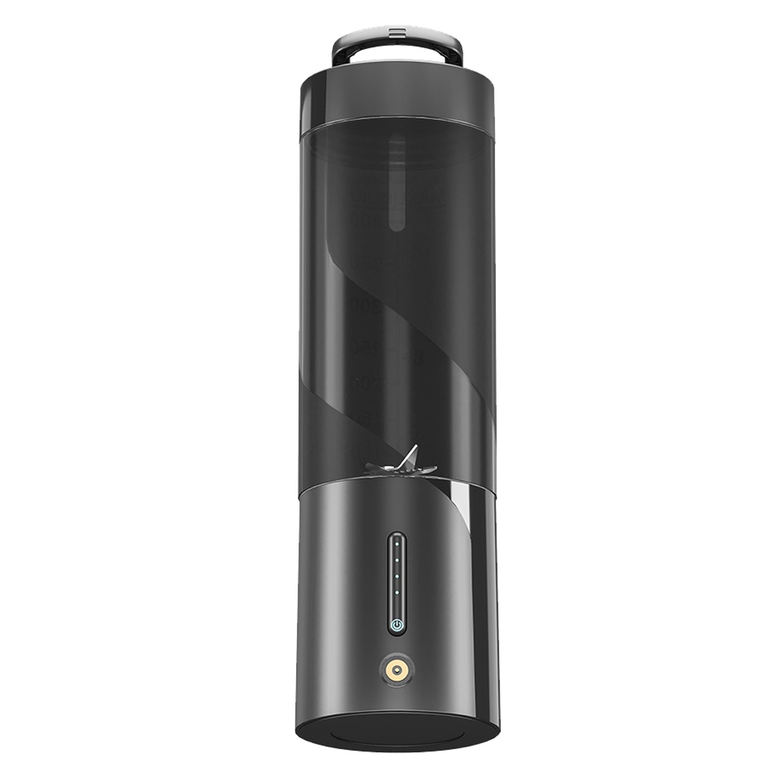 Licuadora portátil, capacidad de 450 ml, licuadora de tamaño personal de 15 W con carga magnética, vaso exprimidor eléctrico de 6 cuchillas para deportes, viajes, gimnasio, al aire libre (negro)