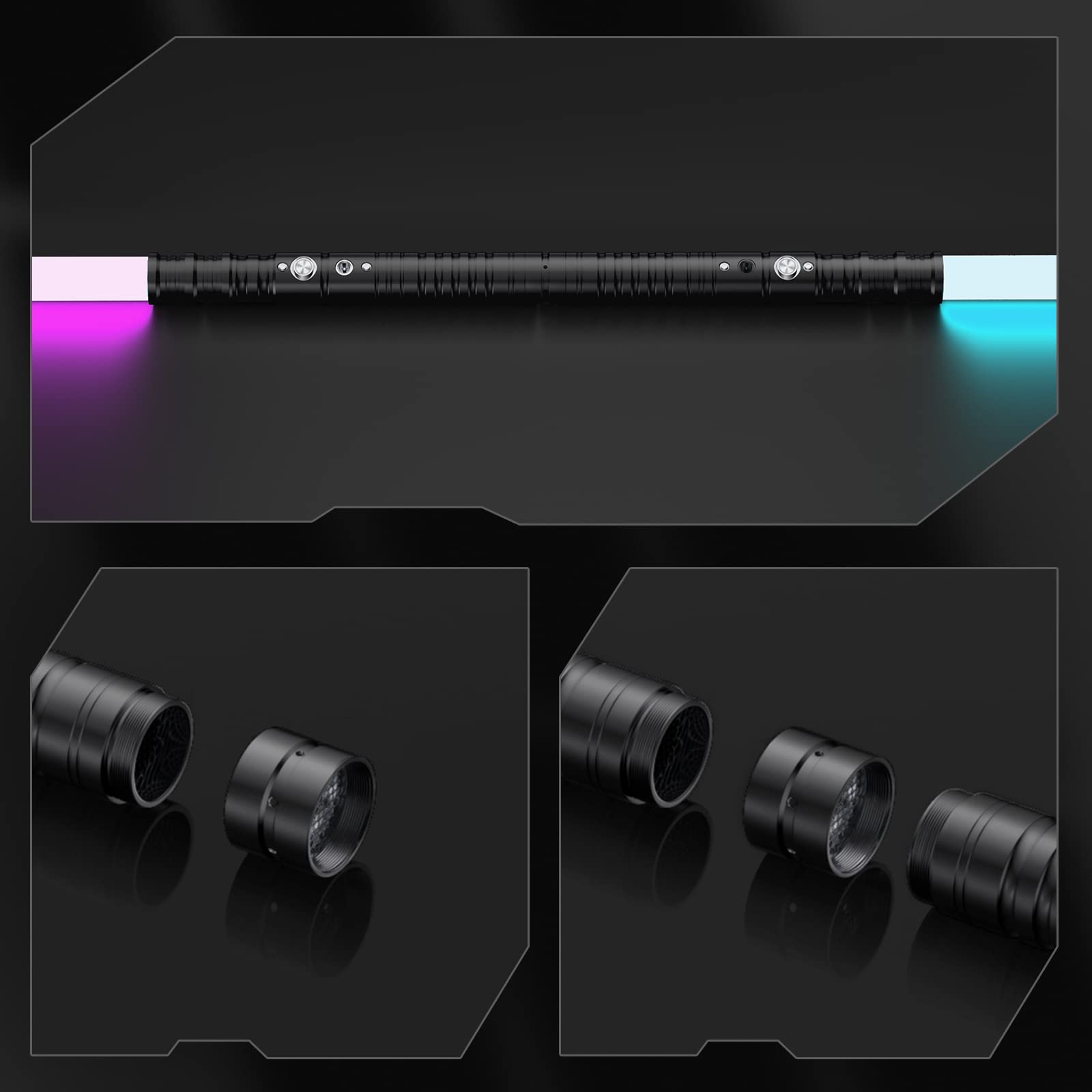 Hlieeosfcn, Lightsaber, 7 Colori Spada Laser con Manico in Metallo, LED FX Regalo per Bambini, Halloween Costume di Natale Puntelli Cosplay