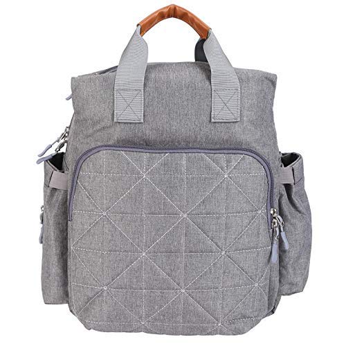 Unigear Waterproof Large Capacity Fabric Diaper Shoulder Tote Bag/Travel Backpack for Baby Care with Insulated Pockets (Grey)