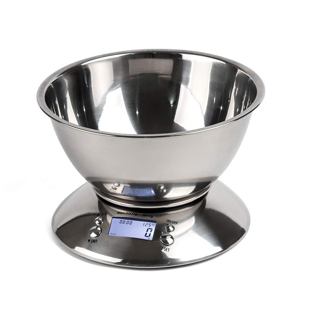 Bilancia da Cucina,Ad Alta Precisione Piattaforma Elettronica Bilancia da Forno Prodotti Alimentari Frutti Di Peso in Acciaio Inox da Cucina Elettronica Bilancia Spalato con la Ciotola