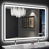 SBAGNO 28x40 LED-Bathroom-Mirror-with-Bluetooth, Dimmable-Lighted-Bathroom-Vanity-Mirror-with-3-Colors，Backlit + Front Lit, Memory Function, Anti-Fog, Tempered Glass, Horizontal/Vertical