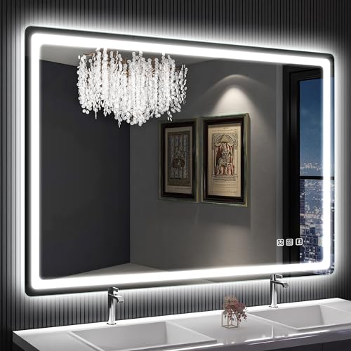 SBAGNO 28x40 LED-Bathroom-Mirror-with-Bluetooth, Dimmable-Lighted-Bathroom-Vanity-Mirror-with-3-Colors，Backlit + Front Lit, Memory Function, Anti-Fo