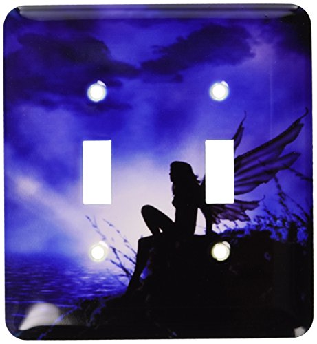 Interrupteur double à bascule avec motif silhouette de fairy violette
