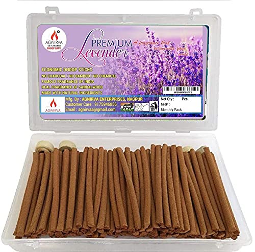 Image of Agnirva Dry Dhoop Batti Long Lasting Lavender Dhoop Sticks for Prayer (Without Charcoal and Bamboo) 150 gm Pack