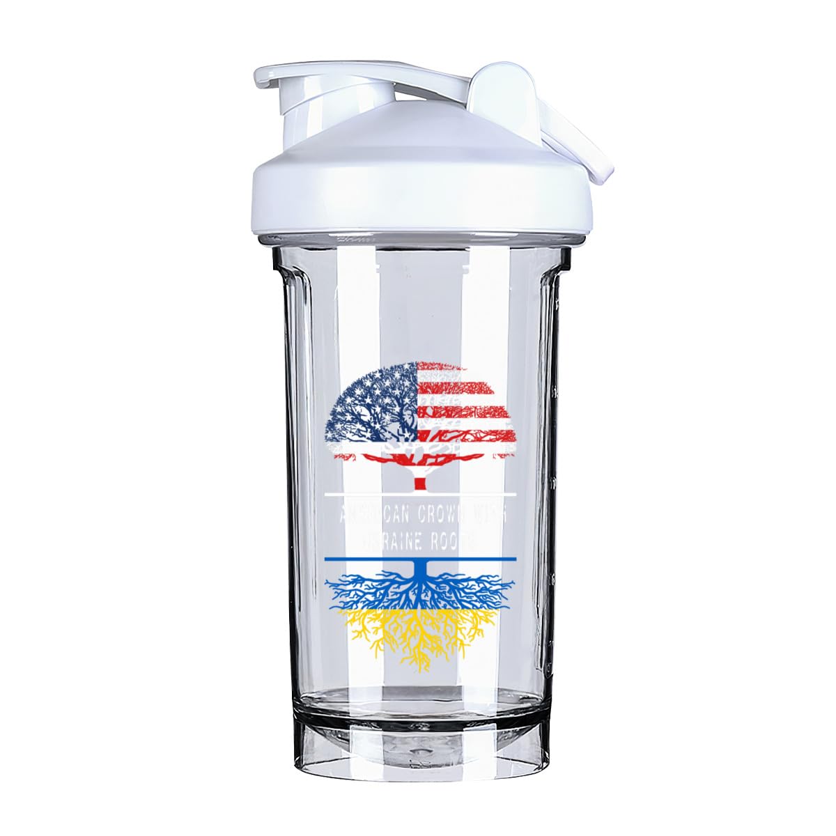 America Crown With Ukrainians Roots 18 Ounce Shaker Cup,Fashion Theme Pattern Shaker Bottle Leak-proof Workout Shake Bottles 500ML/18 oz Perfect for Pre Workout