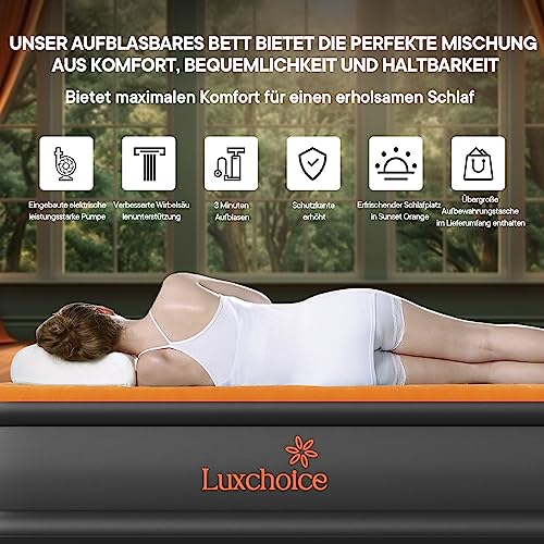 Luxchoice Luftbett Aufblasbare Matratze Luftmatratze Selbstaufblasend 1 Personen mit Integrierter Elektrischer Pumpe Premium Gästebett für Camping oder Heimgebrauch 191×99×40cm 200KG Max