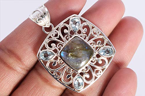 Pendentif Labradorite de feu bleu naturel, le chic au quotidien - 5