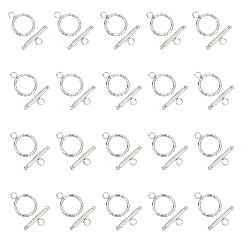 UNICRAFTABLE 5 Sets Stainless Steel Toggle Clasps Bar and Ring Toggle Clasps Jewelry Components End Clasps for Bracelet Necklace Making