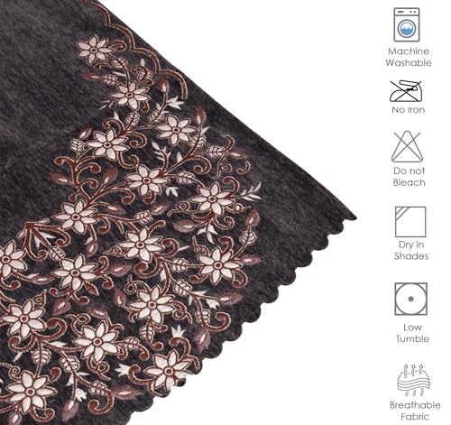 Image of Premium Chenille Woven Anti-Slip 7 Seater Sofa Cover with Arm Rest | L-Shape Sofa Seat Protector for Living Room | Durable & Stylish Slipcover - Brown Phoolkari
