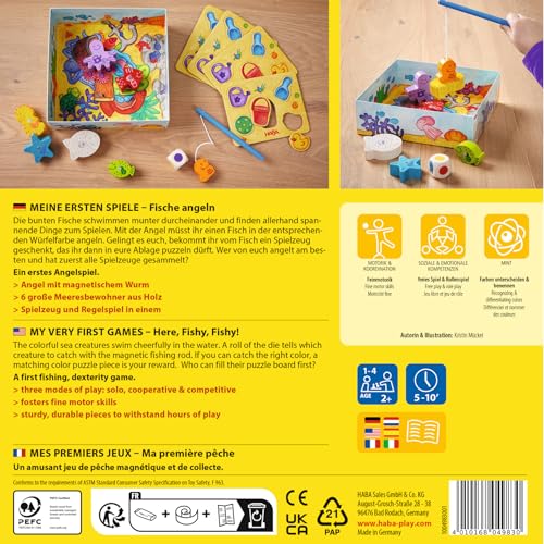 Image of HABA Magnetic Fishing Game - Here Fishy Fishy, My Very First Games Learning Toys & Preschool Toys for Ages 2 and Up, German Box