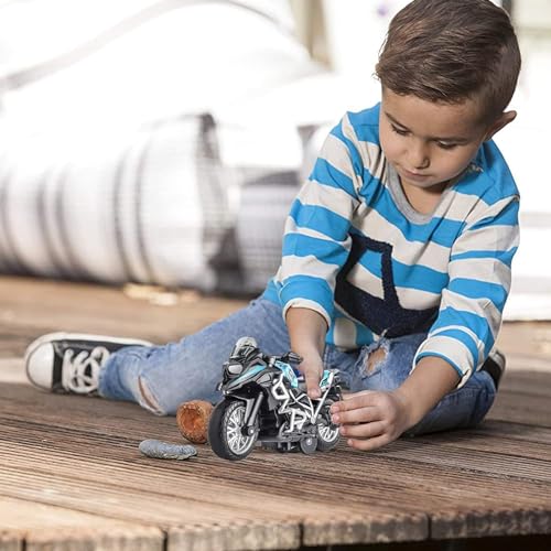 Image of FEXXA Police Motorcycle Toy - Pull Back Motorcycle Toys, Tiny Gift with Music Lighting, Latte Motorcycles Toy for Kids Boys Age 3-8 Year Old [NEW] (TOURTER Bike -White)