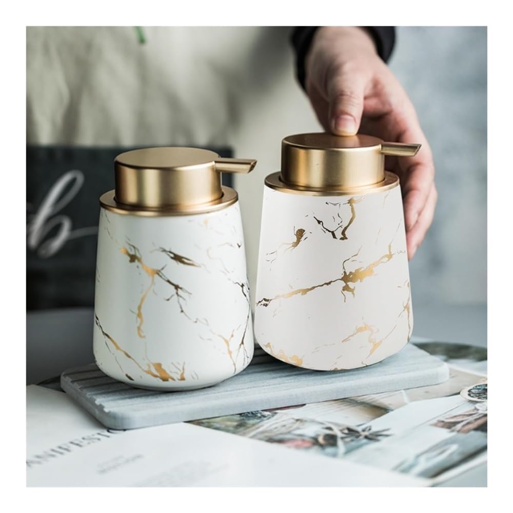 Dozownik mydła łazienkowego Dozownik mydła do łazienki - 400 ml, matowy, marmurowy, ceramiczny, do blatu Dozowniki łazienkowe