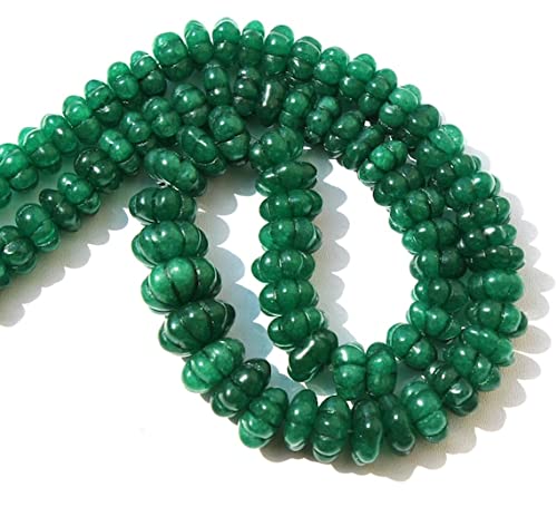 Quartz vert naturel LKBEADS en fil de 8.25" composé de perles melon 8-12 mm