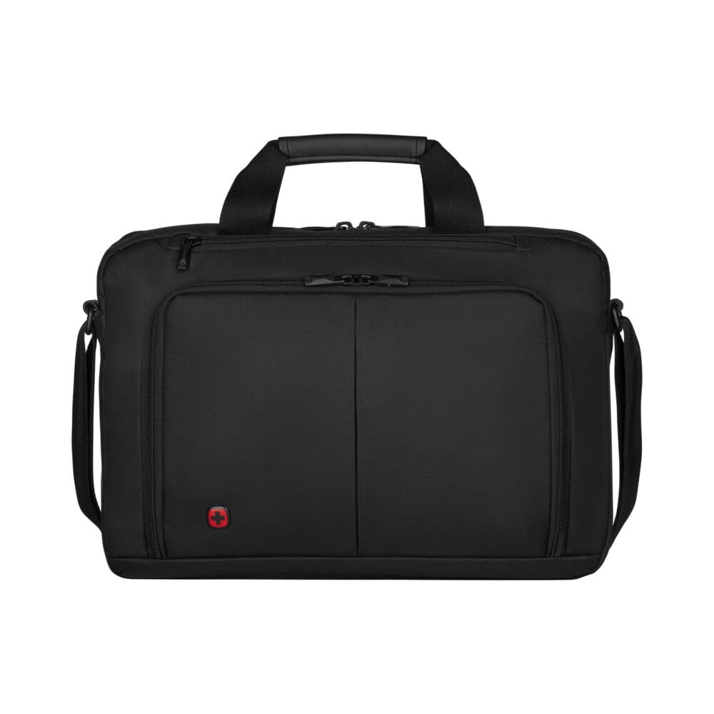 WENGER Borsa Porta PC Source a Tracolla, Notebook 16”, Tasca per Tablet fino a 10’’, Cartella, Scomparti, 8 l, Uomo Donna, Ufficio, Viaggi di lavoro, Università, Nero, 601066