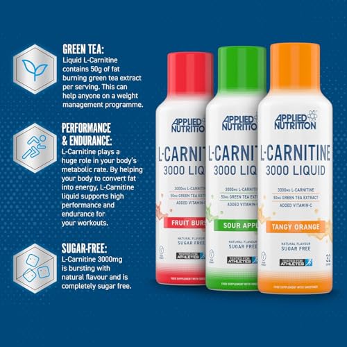 Applied Nutrition L Carnitine 3000 Liquid +1 Sample - L-Carnitine with Green Tea & Vitamin C, Boosts Energy & Weight Management, Vegan (480ml - 32 Servings) (Fruit Burst) - Image 4