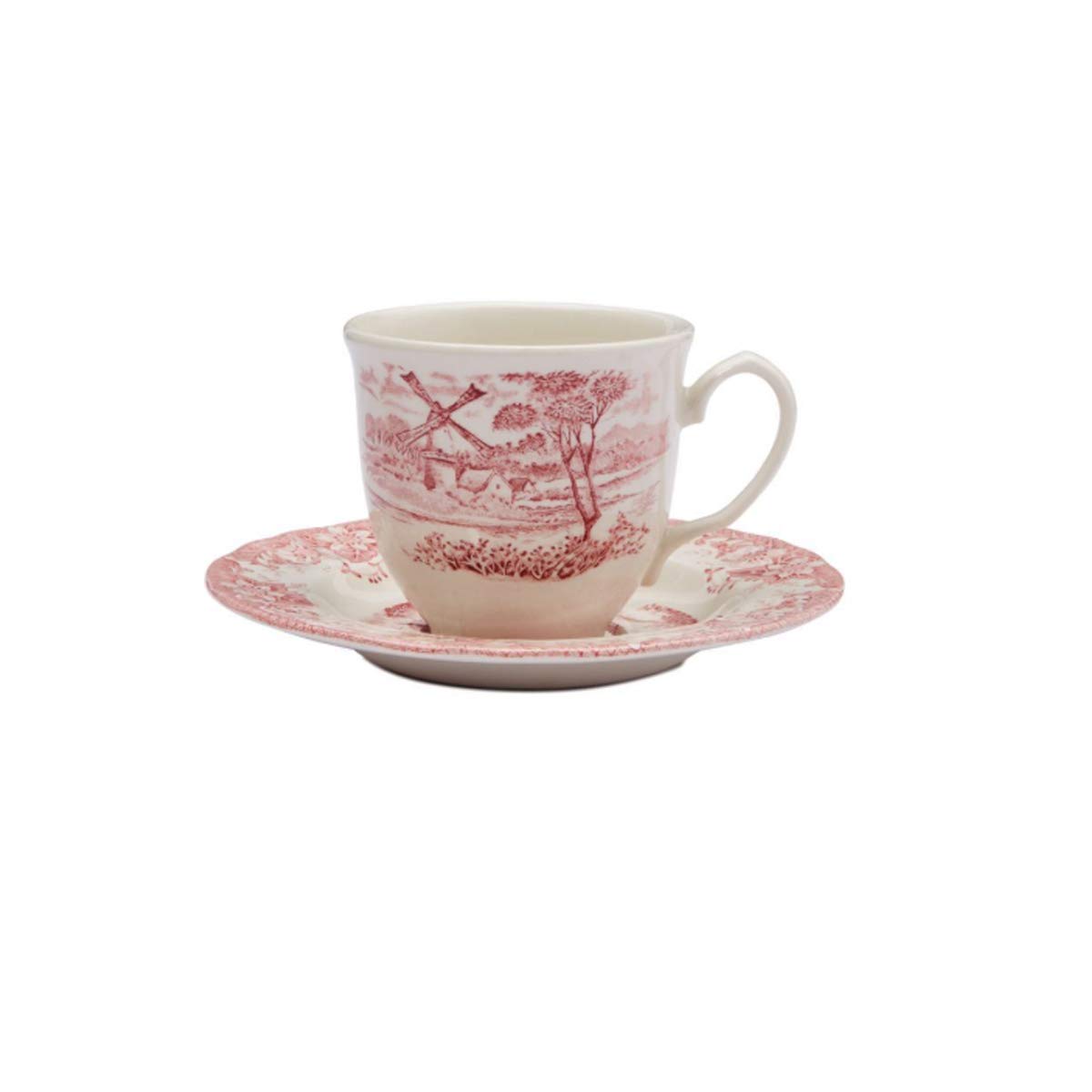 Claytan Windmill Pink 1pc Multicolor200ml cup Round Earthenware