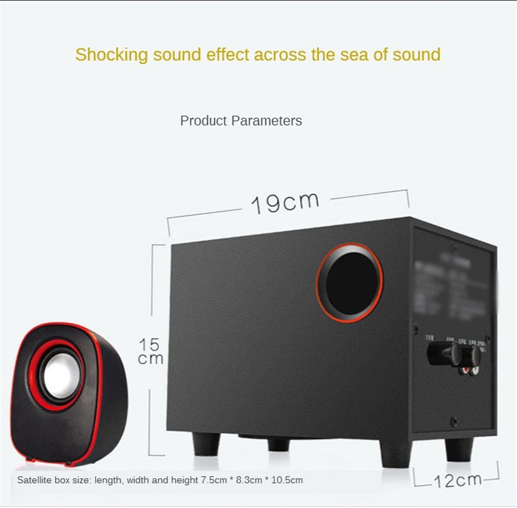 Multimedia 2.1 Desktop Computer Speaker LED Light Heavy Bass Subwoofer Home USB Power Supply for PC Laptop Cellphone