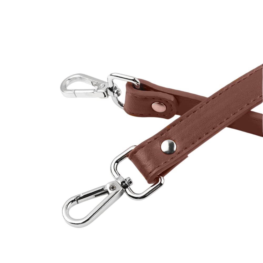2 Manici Per Borsa In Pelle Sintetica Marrone 60cm Con Fibbie - Cinghie Di Ricambio Fai Da Te