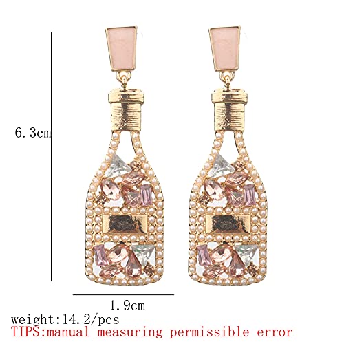 Champagne Bottle Drop Dangle Earrings Beaded Earrings for Women Men Handmade for Birthday Holiday Parties Gifts Fashion Fun Beaded Bottle Earrings for Women Statement Wine Earrings - Image 3