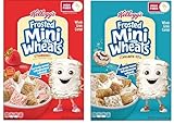 Variety Pack - Generic Kelloggs.Frosted Mini Wheats Cold Breakfast Cereal - Strawberry & Cinnamon Roll - 13.3 Oz - Pack of 2 (1 Box of Each Flavor)