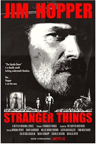 Jim Hopper 8 Inch x 10 Inch PHOTOGRAPH Stranger Things (TV Series 2016 - ) Black/White/Red Title Poster kn Thumbnail