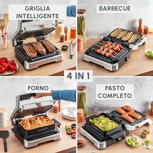 Moulinex Optigrill 4in1 + Pinza, Barbecue e Forno in Unico Dispositivo, Ideale per Pasto Completo, Tecnologia Intelligente e 9 Programmi di Cottura Automatici, Piastre Antiaderenti, GI776D - Immagine 1