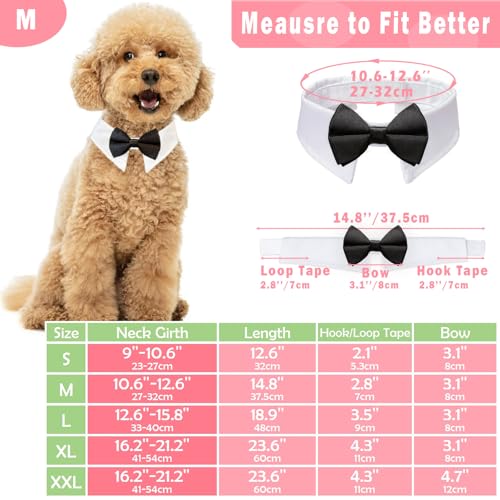 Image of Dog Bowtie, KOOLMOX Tux Dog Collar for Weddings with Handcrafted Adjustable White Collar and Black Tie, Classic Neck Tie for Small to Medium Dogs Cats Puppies Valentine's Costumes