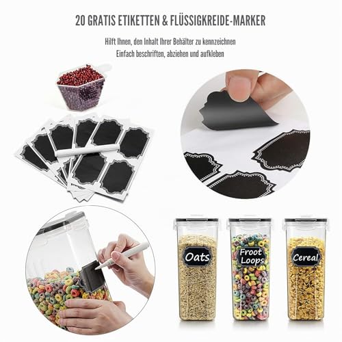 Wildone Müsli-Behälter-Set aus Kunststoff, 6 große (16,9 Tassen, 384 ml), luftdichte Frischhaltedosen – auslaufsicher… – Ansicht 5