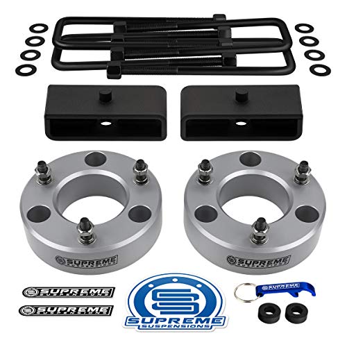 Supreme Suspensions - 3" Front + 1.5" Rear Full Suspension Lift Kit for 2007-2019 Chevrolet Silverado & GMC Sierra 1500 2WD 4WD (SILVER) - Microfiber Towel Included