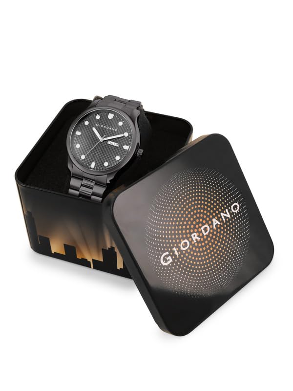 Image of Giordano Analog Watch for Men with Two-Tone Stainless Steel Strap & Textured Dial, Day-Date Display, Elegant Casual Style