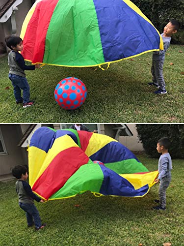 image for Everfunny Play Parachute, 12 Foot for Kids with 12 Handles Play Parach