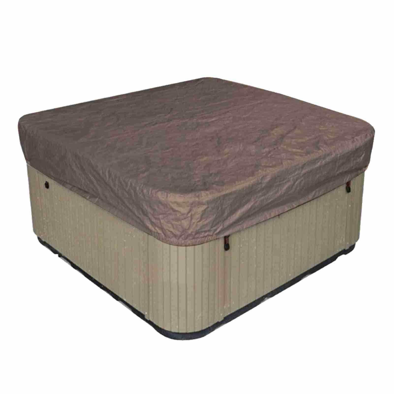 Protecteur de Couverture de Spa carré extérieur imperméable à l'eau, Couverture de Spa en Polyester Robuste, Protection de Spa carrée résistante aux intempéries pour Spa (Couleur Café)
