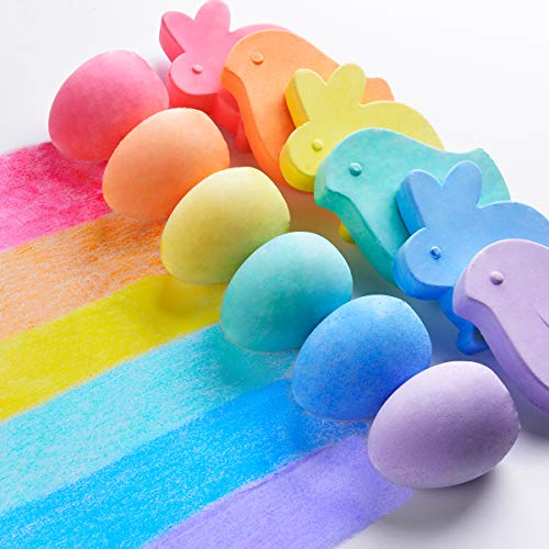 FUNNISM 18 Pack Jumbo Easter Sidewalk Chalk Set,Easter Eggs Bunny Chicken Shaped Chalks for Kids Toddlers Boys Girls,Easter Basket Stuffers Gifts,Easter Crafts for Kids,Easter Party Favors Decorations