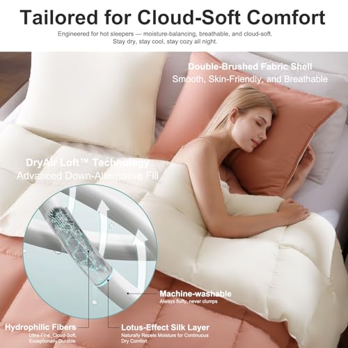 image for KASENTEX Queen Comforter Set – Reversible Dual Color – Goose Down 