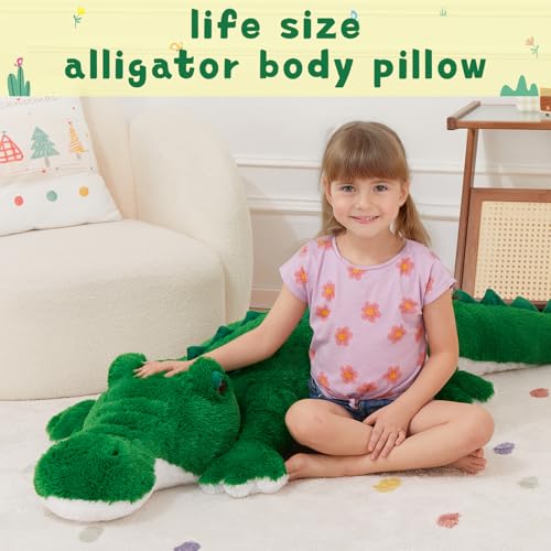 Image of MorisMos 51inch Giant Alligator Stuffed Animal, Soft Huge Alligator Plush Toy, Big Stuffed Crocodile Gifts for Kids Boys Girls Brithday