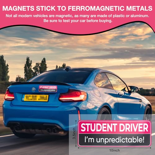 Image of 3PCS Student Driver Magnet for Car - Removable Student Driver Magnet, Novice Driver Safety Signs, Reusable Reflective Bumper Sticker for New Drivers, Teen & Learner Permit Accessories