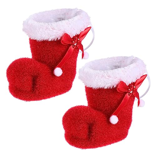 Cabilock 2piezas Botas de Dulces Navideñas Zapatos de Bolsa de Obsequio Rojo para Fiestas de Navidad Artículos para Decoración