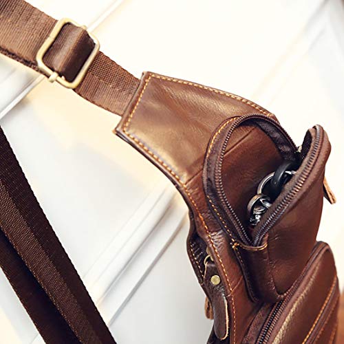 Kpywzer BL000 Vintage Leather Sling Bag Bags For Men Women Backpack Shoulder Messenger Crossbody Outdoor Travel Hiking Camping Tactical Chest Pack Daypack Brown thumb #5