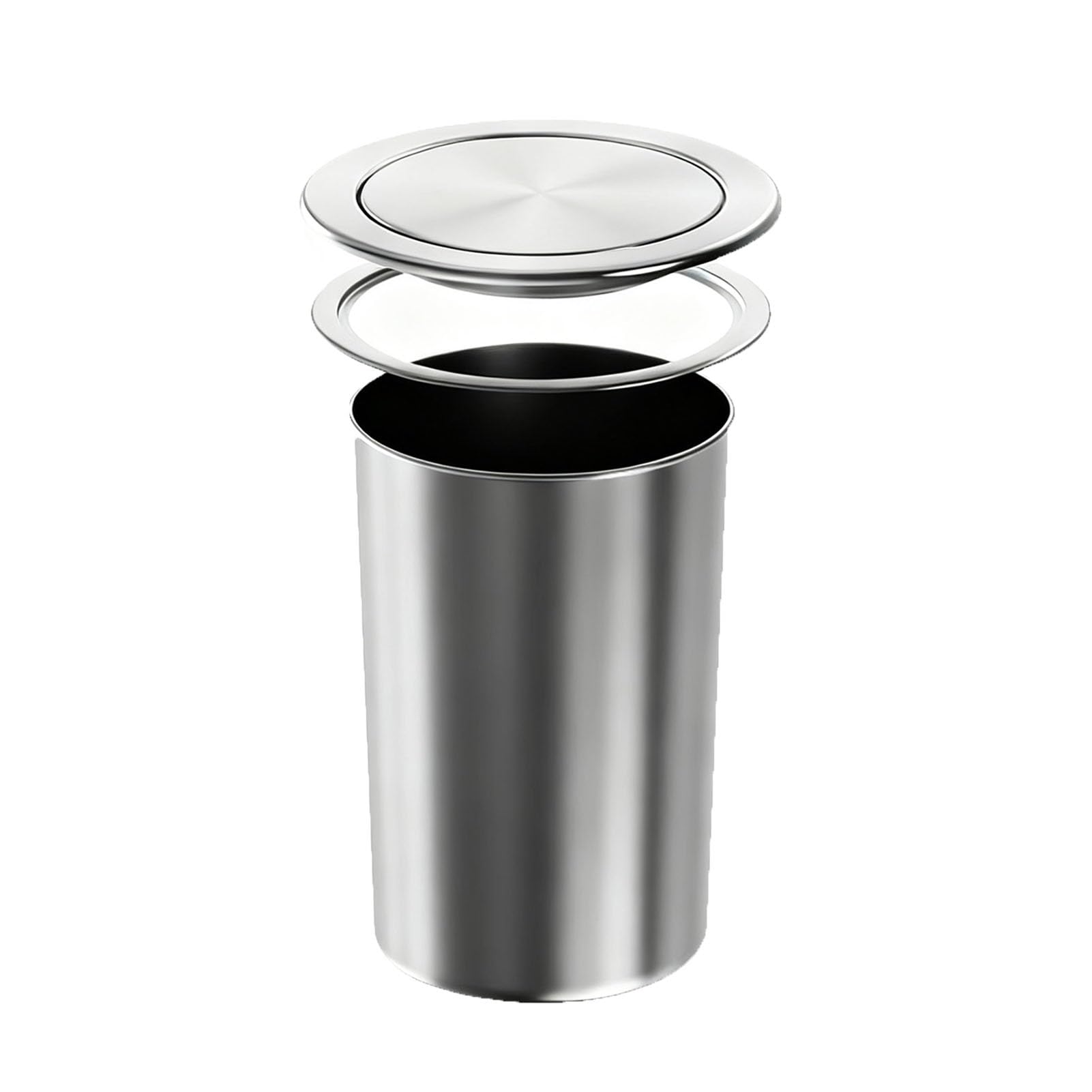 DFGHNBVC Round Stainless Steel 8L/9L/12L Embedded Trash Can With Lid Dropin Waste Bin For Kitchen Restaurant Builtin Countertop Garbage Chute,Silver-240X390Mm