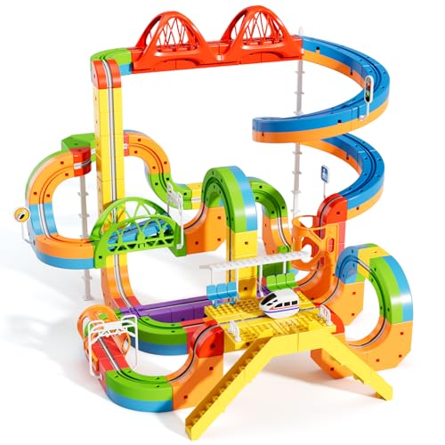 Image of KlickRail Electric Train Set Flexible Race Track for Kids 4 6 7 8 (Ultimate Set(152 Piece))