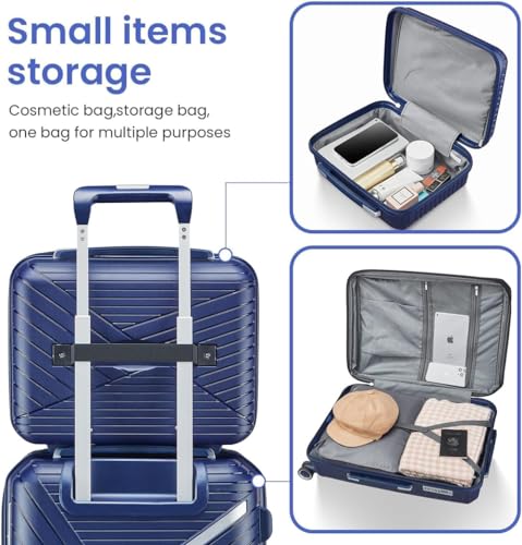 Hardside Expandable Spinner Wheel Luggage, Expandable Carry On Luggage Set with Spinner Wheels, Hard Shell Luggage Sets With TSA Lock, 4-Piece Set (14/20/24/28) (StyleB-Navy Blue)4